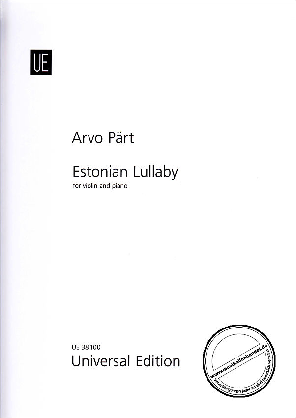 Titelbild für UE 38100 - Estonian lullaby