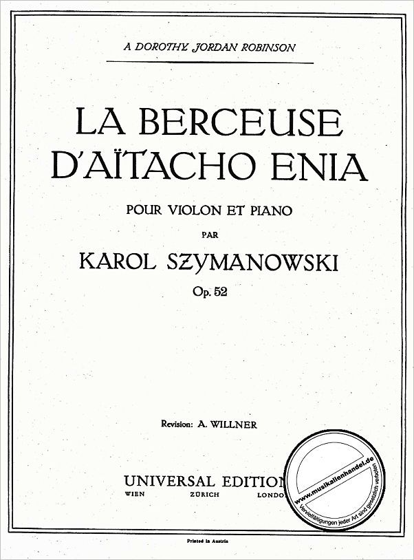 Titelbild für UE 8432 - LA BERCEUSE DAITACHO ENIA OP 52