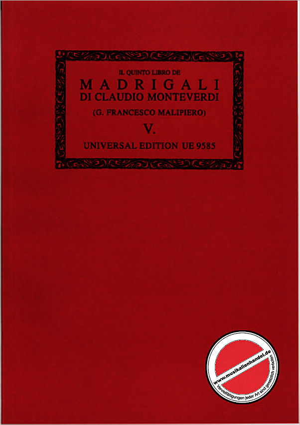 Titelbild für UE 9585 - IL QUINTO LIBRO DE MADRIGALI A 5 VOCI