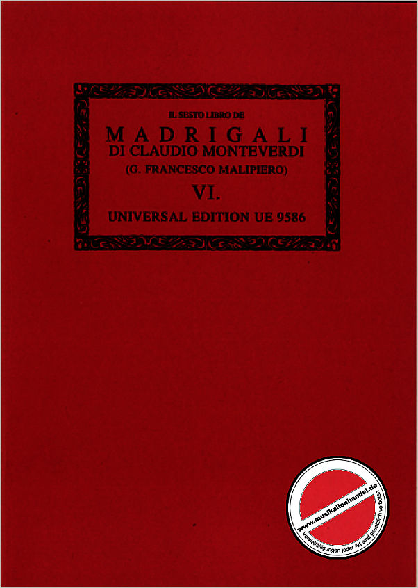 Titelbild für UE 9586 - IL SESTO LIBRO DE MADRIGALI A 5 VOCI