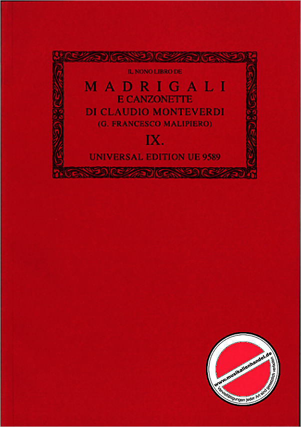 Titelbild für UE 9589 - MADRIGALI E CANZONETTE