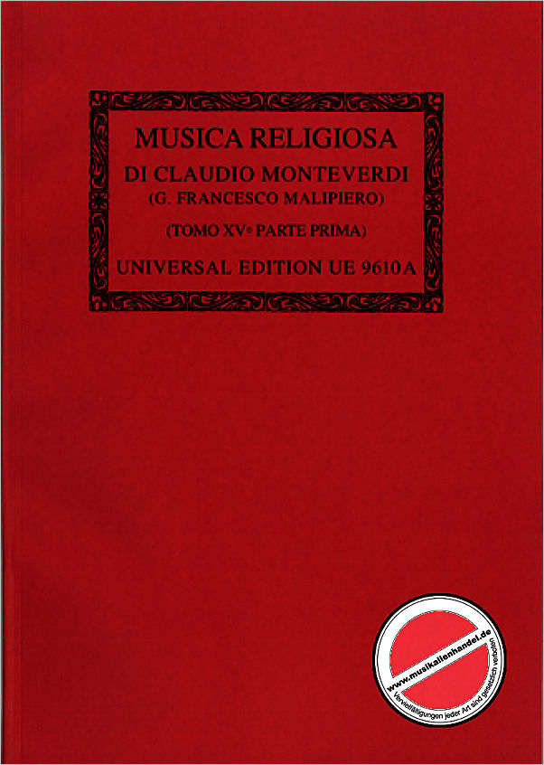 Titelbild für UE 9610A - MUSICA RELIGIOSA - TOMO 15/1