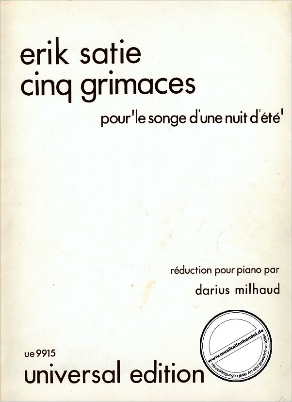 Titelbild für UE 9915 - CINQ GRIMACES POUR'LE SONGE D'U