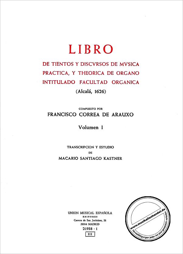 Titelbild für UMP 21938 - LIBRO DE TIENTOS 1