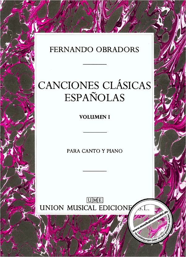 Titelbild für UMV 34070 - CANCIONES CLASICAS ESPANOLAS 1