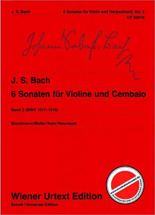 Titelbild für UT 50019 - 6 SONATEN 2 BWV 1017-1019