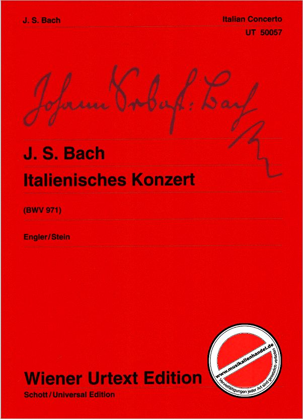 Titelbild für UT 50057 - ITALIENISCHES KONZERT F-DUR BWV 971