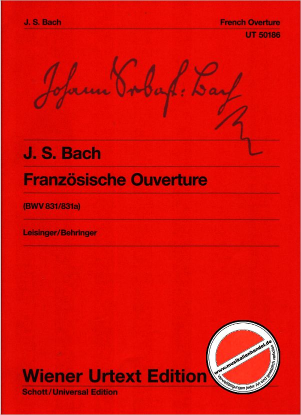 Titelbild für UT 50186 - FRANZOESISCHE OUVERTUERE BWV 831A (831)