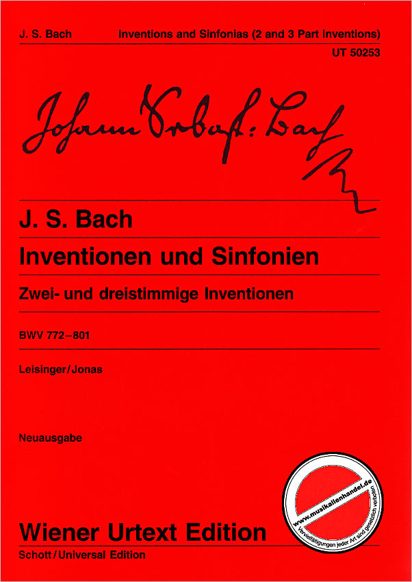Titelbild für UT 50253 - INVENTIONEN + SINFONIEN BWV 772-801