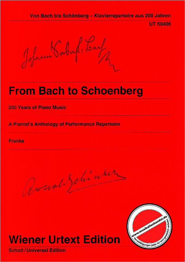 Titelbild für UT 50406 - FROM BACH TO SCHOENBERG