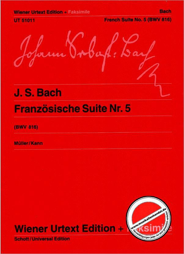Titelbild für UT 51011 - FRANZOESISCHE SUITE 5 G-DUR BWV 816