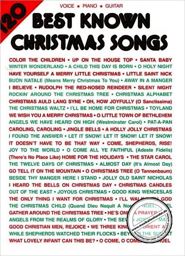 Titelbild für VF 1854A - 120 BEST KNOWN CHRISTMAS SONGS
