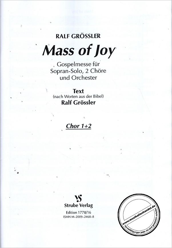 Titelbild für VS 1778-16 - MASS OF JOY - GOSPELMESSE