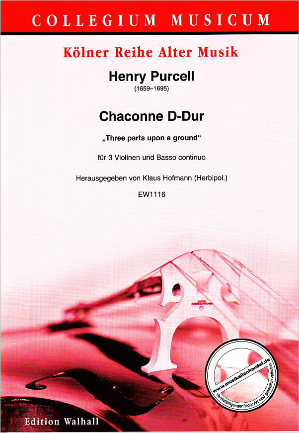 Titelbild für WALHALL 1116 - Chaconne D-Dur | 3 parts upon a ground