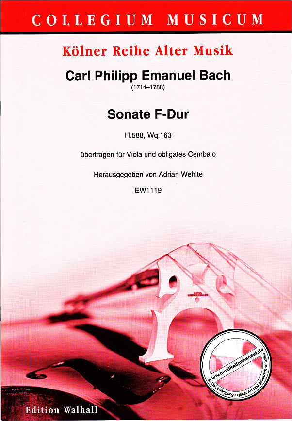 Titelbild für WALHALL 1119 - Sonate F-Dur H 588 WQ 163