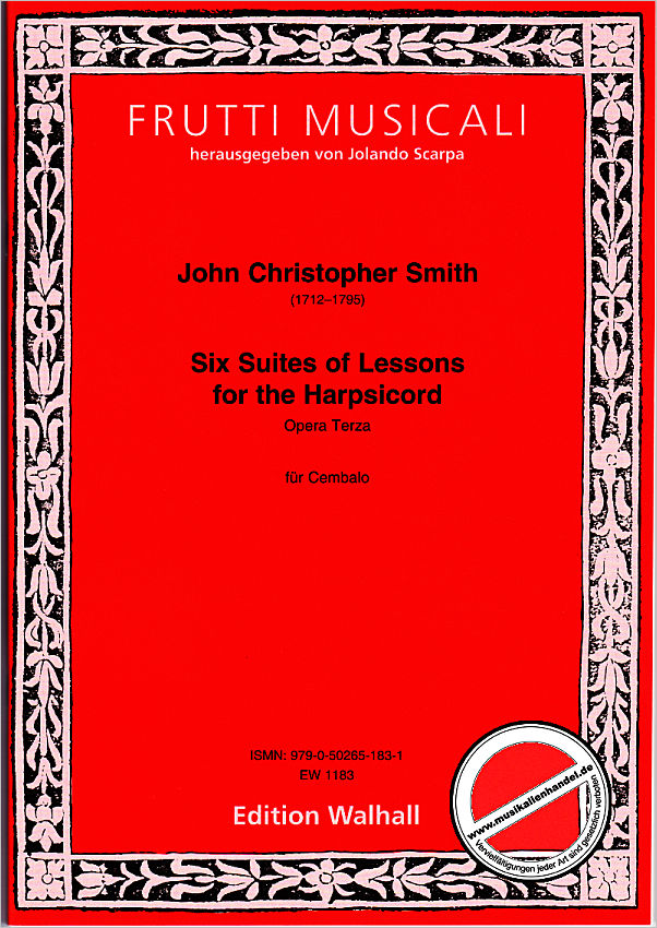 Titelbild für WALHALL 1183 - 6 Suites of lessons for the harpsicord op 3