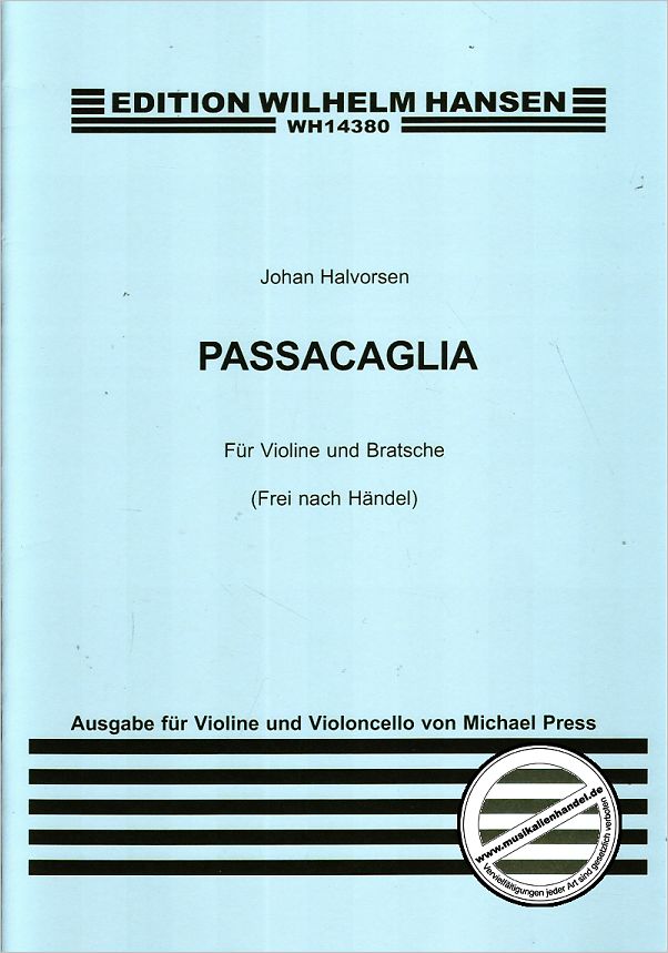 Titelbild für WH 14380 - PASSACAGLIA FREI NACH HAENDEL FUER VL + VA
