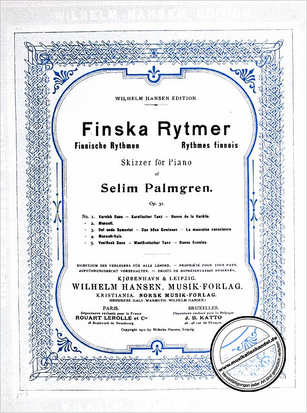 Titelbild für WH 14872 - FINSKY RYTMER OP 31