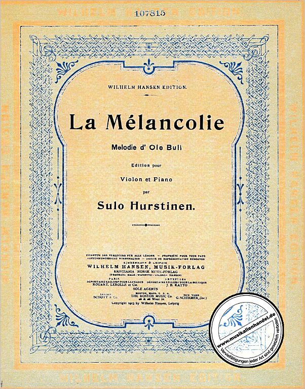 Titelbild für WH 15409 - LA MELANCOLIE
