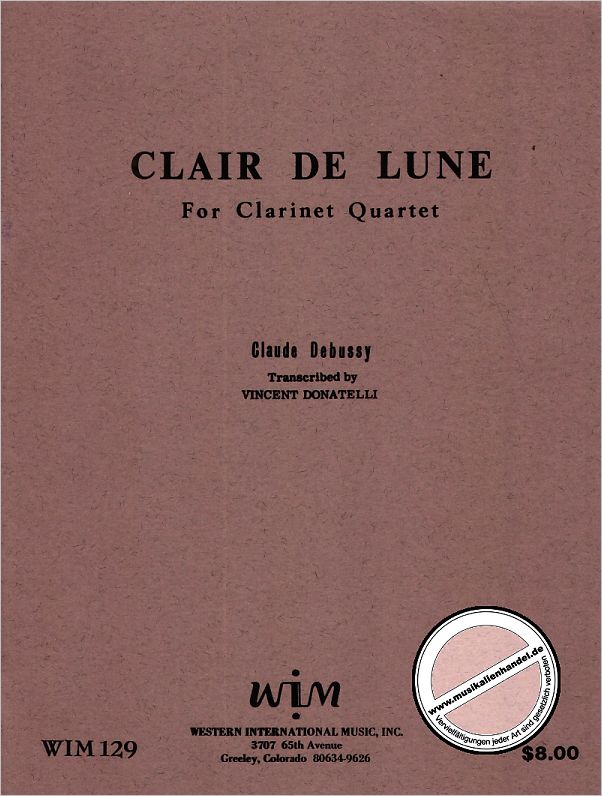 Titelbild für WIM 129 - CLAIR DE LUNE (SUITE BERGAMASQUE)
