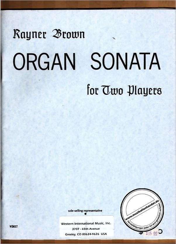 Titelbild für WIM 37 - ORGAN SONATA FOR TWO PLAYERS