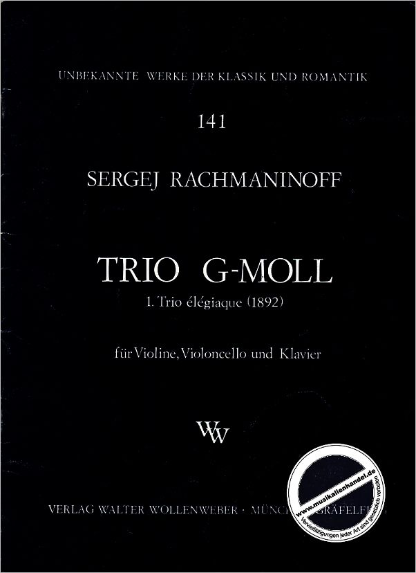 Titelbild für WW 141 - TRIO G-MOLL - 1 TRIO ELEGIAQUE