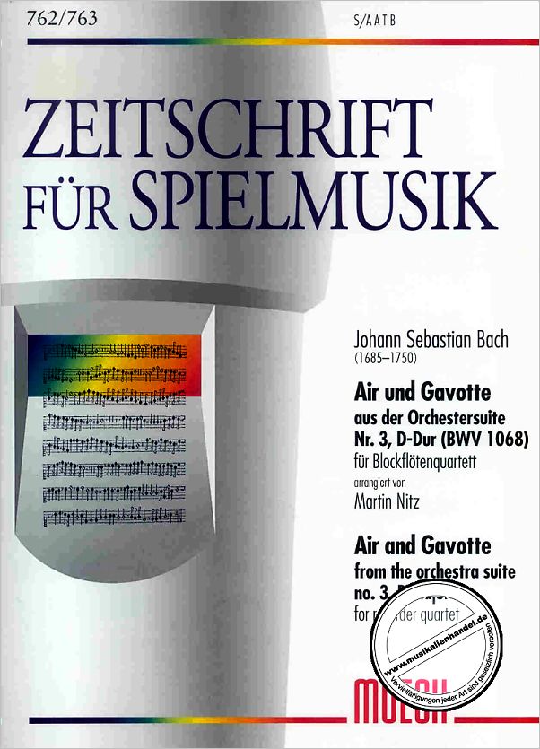 Titelbild für ZFS 762-763 - AIR + GAVOTTE (ORCHESTERSUITE 3 D-DUR BWV 1068)