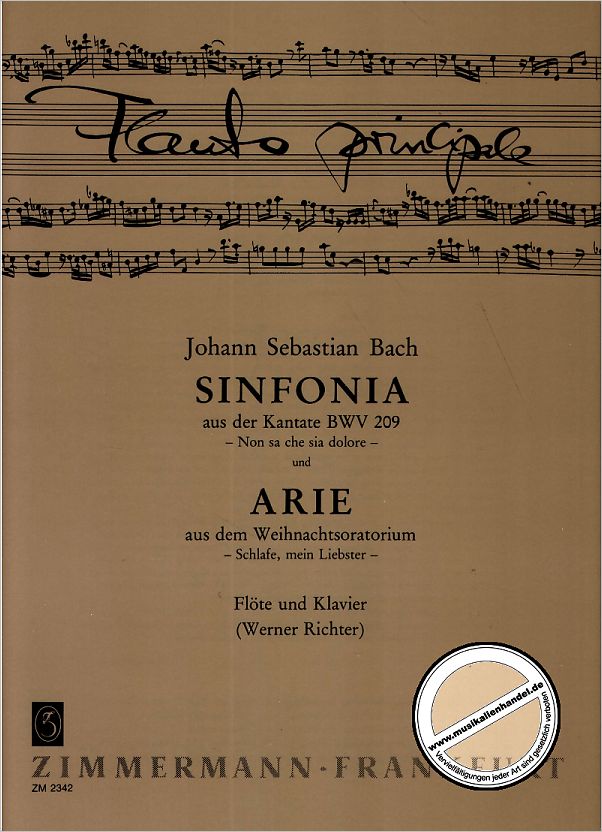 Titelbild für ZM 23420 - SINFONIA (KANTATE BWV 209 NON SA CHE SIA DOLORE)