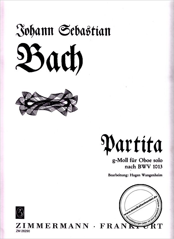 Titelbild für ZM 26290 - PARTITA G-MOLL NACH BWV 1013