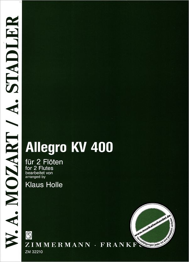 Titelbild für ZM 32210 - ALLEGRO B-DUR KV 400