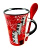 Titelbild für LSCAP002PIAR - CAPPUCCINO TASSE MIT LOEFFEL PIANO ROT